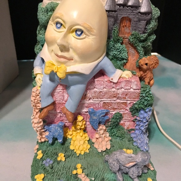 HUMPTY DUMPTY LAMP HAND PAINTED FABRIC SHADE 90s - Picture 3 of 16